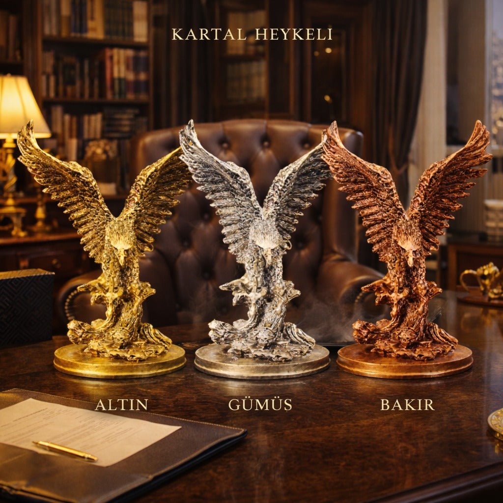 Avına Hamle Yapan Kartal Biblo – Dekoratif Güç & Özgürlük Simgesi | 30 cm, biblo, at figürü, kartal figürü, dekoratif, 30 cm – taban detayı – Nakkaş Payidar