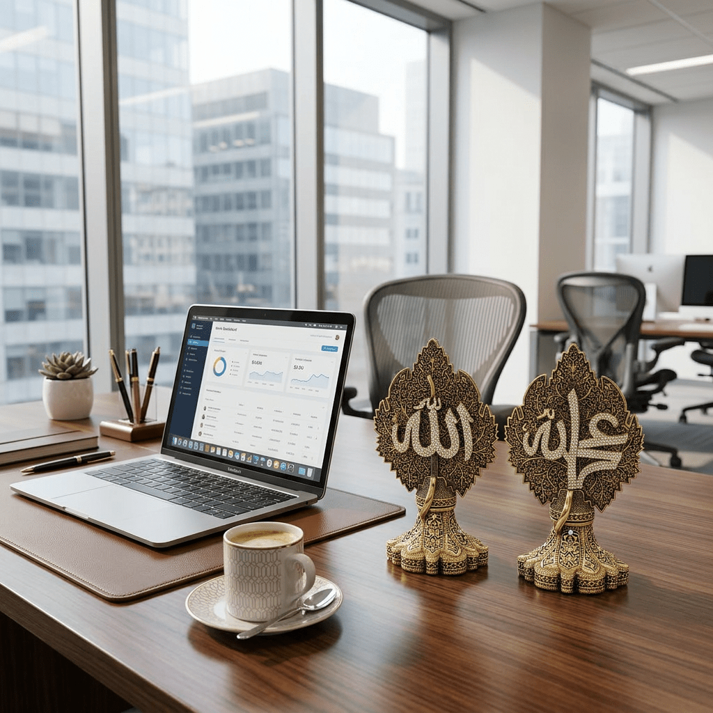 Allah Muhammed yazılı biblo maneviyatın ifadesi, biblo, at figürü – arka görünüm – Nakkaş Payidar