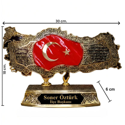 İsimli Kabartmalı Türkiye Haritası – Ayetel Kürsi, Felak & Nas Sureleri İşlemeli | 18 x 30 cm, taş, harita, 18 x 30 cm – arka görünüm – Nakkaş Payidar