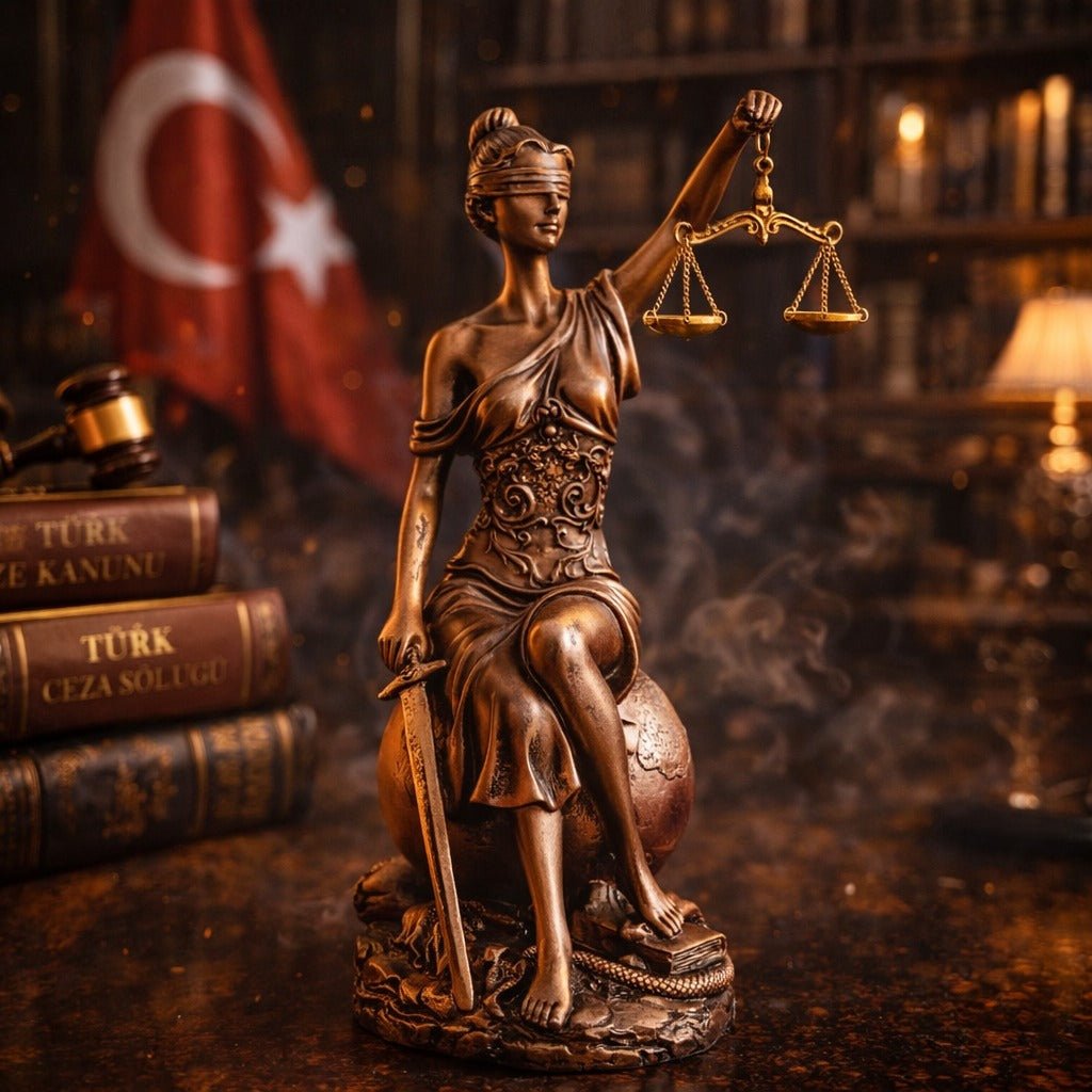 Dünya Üzerinde Adalet Figürü Biblo – Terazili Kadın | Dekoratif Güç Simgesi | 30 cm, biblo, at figürü, figür, dekoratif, 30 cm – ambalaj görünümü – Nakkaş Payidar