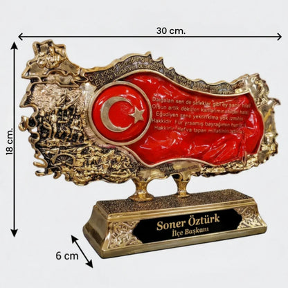 İsimli Kabartmalı Türkiye Haritası – Kurtuluş Savaşı Temalı, İstiklal Marşı Detaylı | 18 x 30  cm, taş, harita, 18 x 30  cm – arka görünüm – Nakkaş Payidar