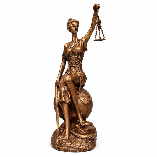 Dünya Üzerinde Adalet Figürü Biblo – Terazili Kadın | Dekoratif Güç Simgesi | 30 cm, biblo, at figürü, figür, dekoratif, 30 cm – ön görünüm – Nakkaş Payidar