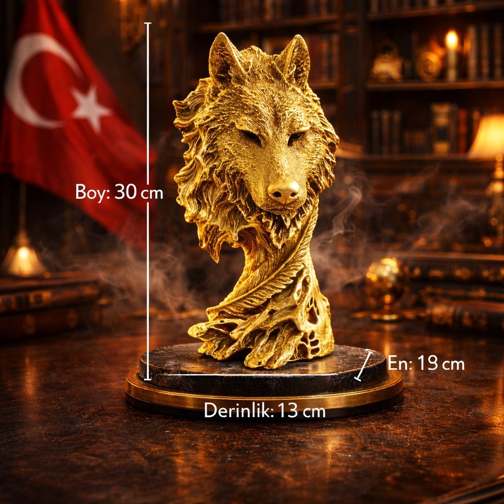 Kurt Başı Biblo – Dekoratif Güç & Liderlik Simgesi | 30 cm, biblo, at figürü, dekoratif, 30 cm – yakın plan detay – Nakkaş Payidar