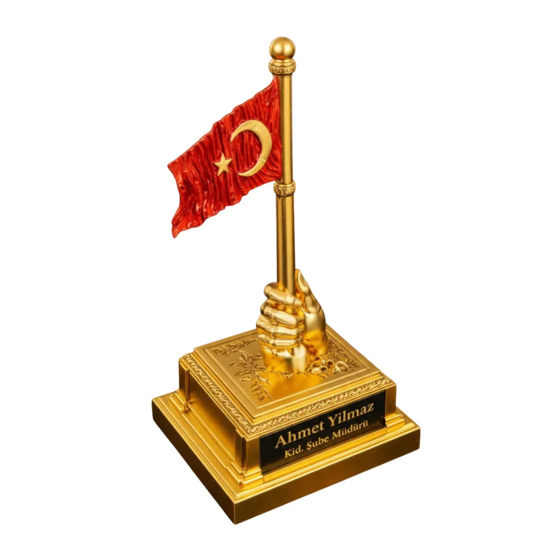 İsimli Türk Bayrağını Gururla Dalgalandıran Dekoratif Sağ El | 28 x 12 cm, at figürü, dekoratif, 28 x 12 cm – kullanım görseli – Nakkaş Payidar