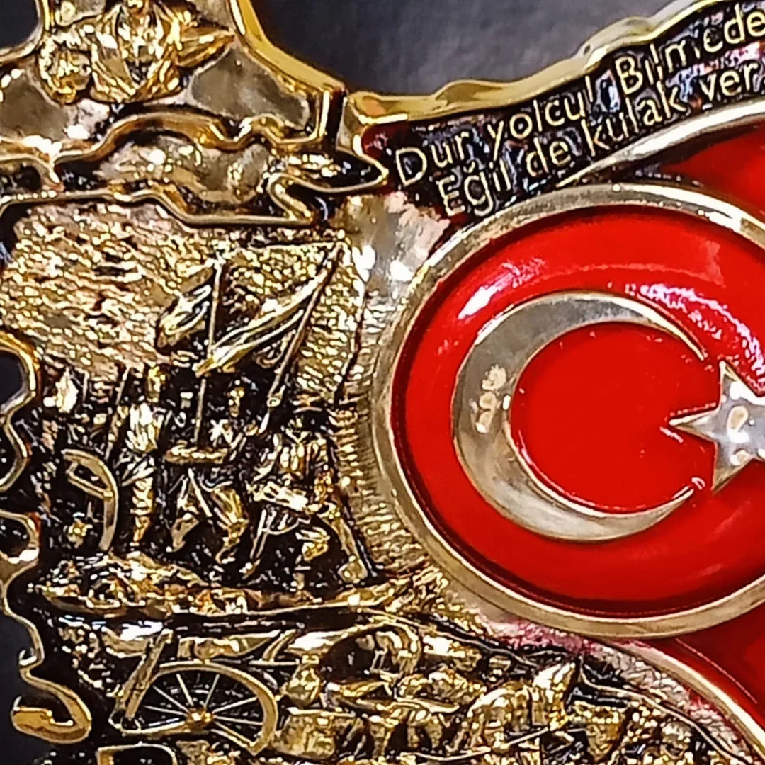 İsimli Kabartmalı Türkiye Haritası – Kurtuluş Savaşı Temalı, İstiklal Marşı Detaylı | 18 x 30  cm, taş, harita, 18 x 30  cm – farklı renk/versiyon – Nakkaş Payidar