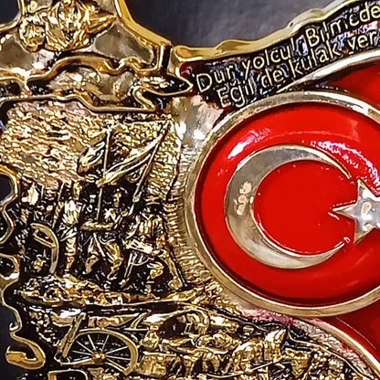 İsimli Kabartmalı Türkiye Haritası – Kurtuluş Savaşı Temalı, İstiklal Marşı Detaylı | 18 x 30  cm, taş, harita, 18 x 30  cm – farklı renk/versiyon – Nakkaş Payidar