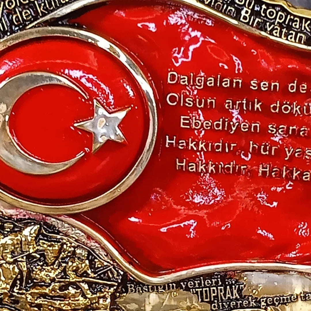 İsimli Kabartmalı Türkiye Haritası – Kurtuluş Savaşı Temalı, İstiklal Marşı Detaylı | 18 x 30  cm, taş, harita, 18 x 30  cm – taban detayı – Nakkaş Payidar