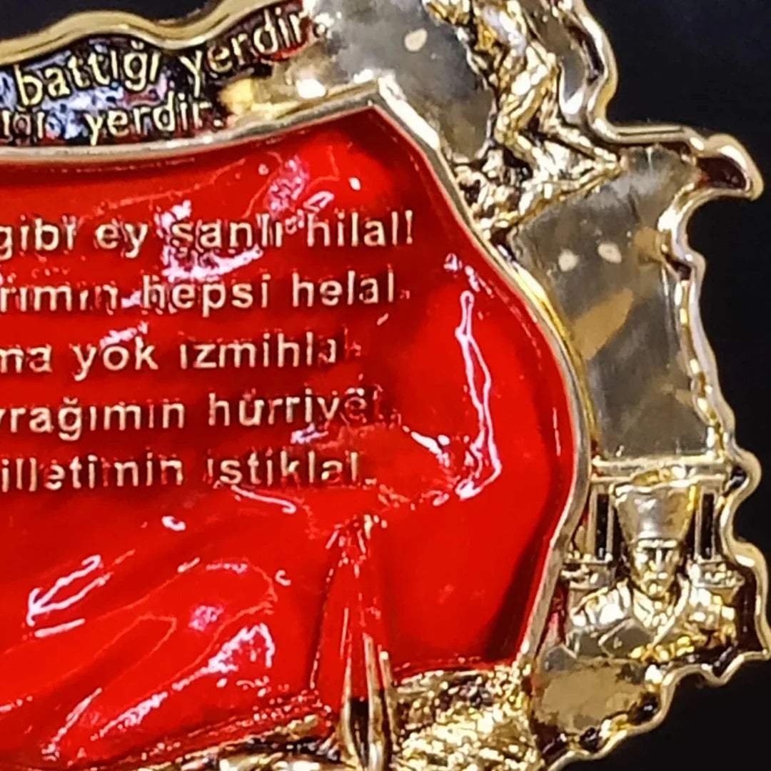 İsimli Kabartmalı Türkiye Haritası – Kurtuluş Savaşı Temalı, İstiklal Marşı Detaylı | 18 x 30  cm, taş, harita, 18 x 30  cm – ambalaj görünümü – Nakkaş Payidar