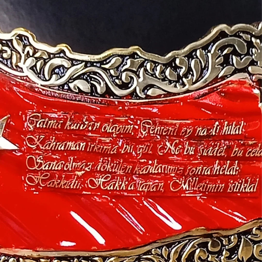 İsimli Kabartmalı Türkiye Haritası Üzerinde Türk Bayrağı ve İstiklal Marşı Detaylı | 18 x 30 cm, taş, harita, 18 x 30 cm – taban detayı – Nakkaş Payidar
