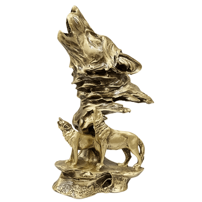 Üçlü Kurt Figürlü Biblo – Kurtlar & Kurt Başı | Dekoratif Güç Simgesi | 30 cm, biblo, at figürü, figür, dekoratif, 30 cm – ön görünüm – Nakkaş Payidar