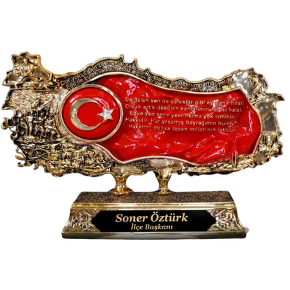 İsimli Kabartmalı Türkiye Haritası – Kurtuluş Savaşı Temalı, İstiklal Marşı Detaylı | 18 x 30  cm, taş, harita, 18 x 30  cm – ön görünüm – Nakkaş Payidar
