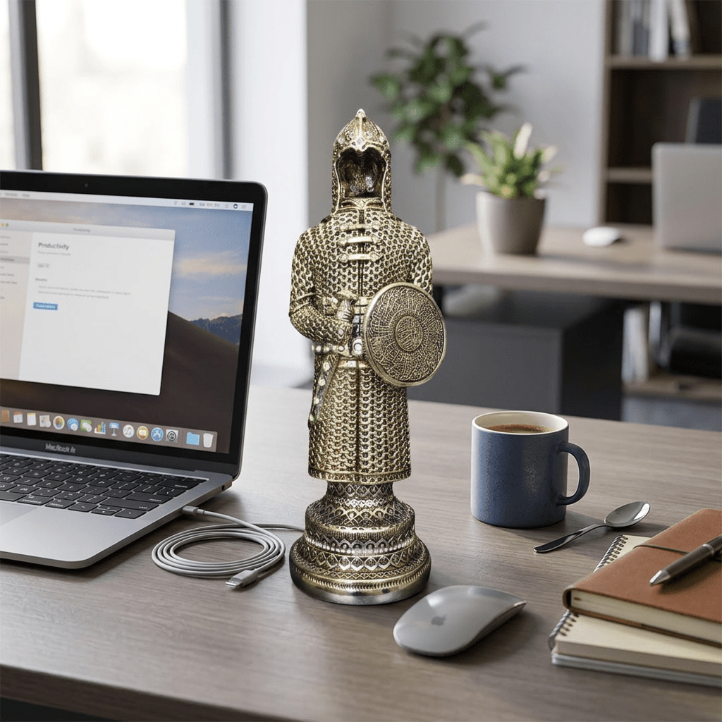 Gümüş Zırh Şövalye Biblo – Dekoratif Figür | 30 cm, gümüş kaplama, biblo, at figürü, figür, dekoratif, 30 cm – farklı renk/versiyon – Nakkaş Payidar