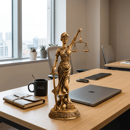 Adalet Terazili Kadın Biblo – Dekoratif Adalet Heykeli | 44 cm, heykel, biblo, at figürü, dekoratif, 44 cm – yan görünüm – Nakkaş Payidar