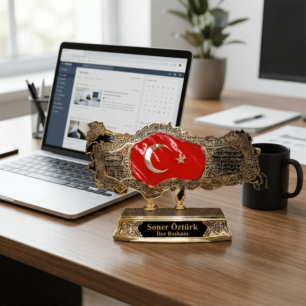 İsimli Kabartmalı Türkiye Haritası – Ayetel Kürsi, Felak & Nas Sureleri İşlemeli | 18 x 30 cm, taş, harita, 18 x 30 cm – yan görünüm – Nakkaş Payidar