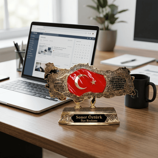 İsimli Kabartmalı Türkiye Haritası – Ayetel Kürsi, Felak & Nas Sureleri İşlemeli | 18 x 30 cm, taş, harita, 18 x 30 cm – yan görünüm – Nakkaş Payidar
