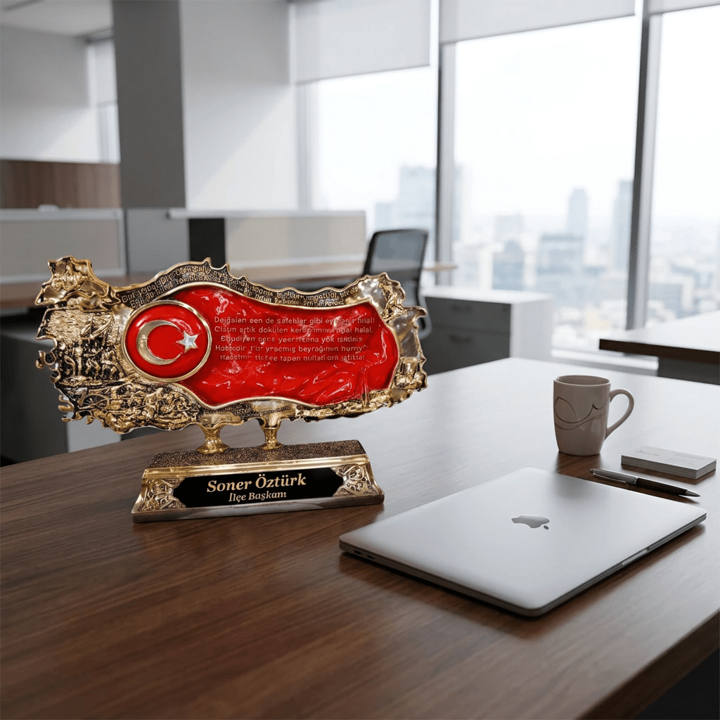 İsimli Kabartmalı Türkiye Haritası – Kurtuluş Savaşı Temalı, İstiklal Marşı Detaylı | 18 x 30  cm, taş, harita, 18 x 30  cm – yan görünüm – Nakkaş Payidar