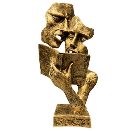 Aynı Sayfayı Okuyan İki Yüz Figürlü Biblo – Dekoratif Sanatsal Eser | 32 x 16 cm, biblo, at figürü, figür, dekoratif, 32 x 16 cm – ön görünüm – Nakkaş Payidar