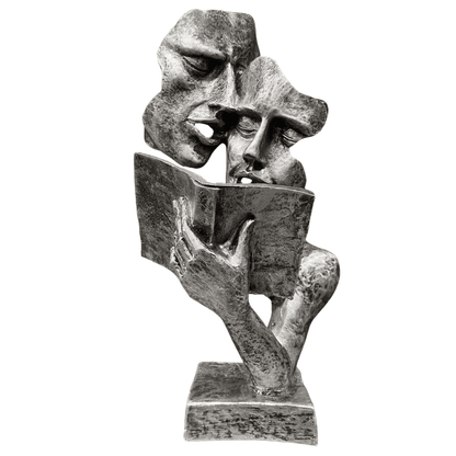 Aynı Sayfayı Okuyan İki Yüz Figürlü Biblo – Dekoratif Sanatsal Eser | 32 x 16 cm, biblo, at figürü, figür, dekoratif, 32 x 16 cm – arka görünüm – Nakkaş Payidar