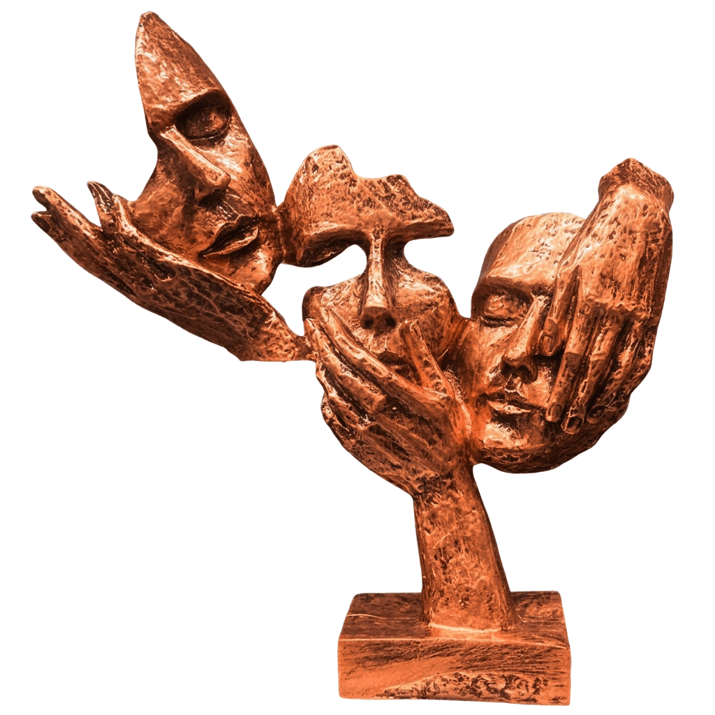 Üçlü Yüz Figürlü Biblo – Farklı Düşünce & Algı Tasarımı | 30 cm, taş, biblo, figür, 30 cm – farklı renk/versiyon – Nakkaş Payidar