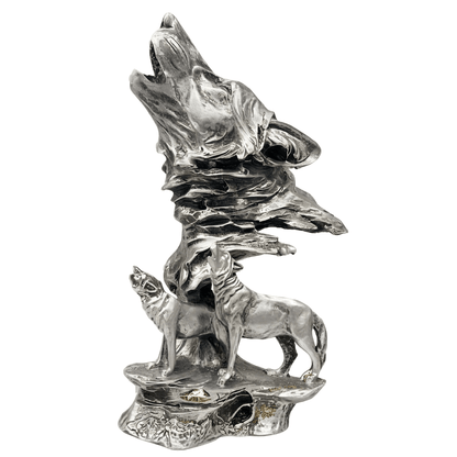 Üçlü Kurt Figürlü Biblo – Kurtlar & Kurt Başı | Dekoratif Güç Simgesi | 30 cm, biblo, at figürü, figür, dekoratif, 30 cm – arka görünüm – Nakkaş Payidar
