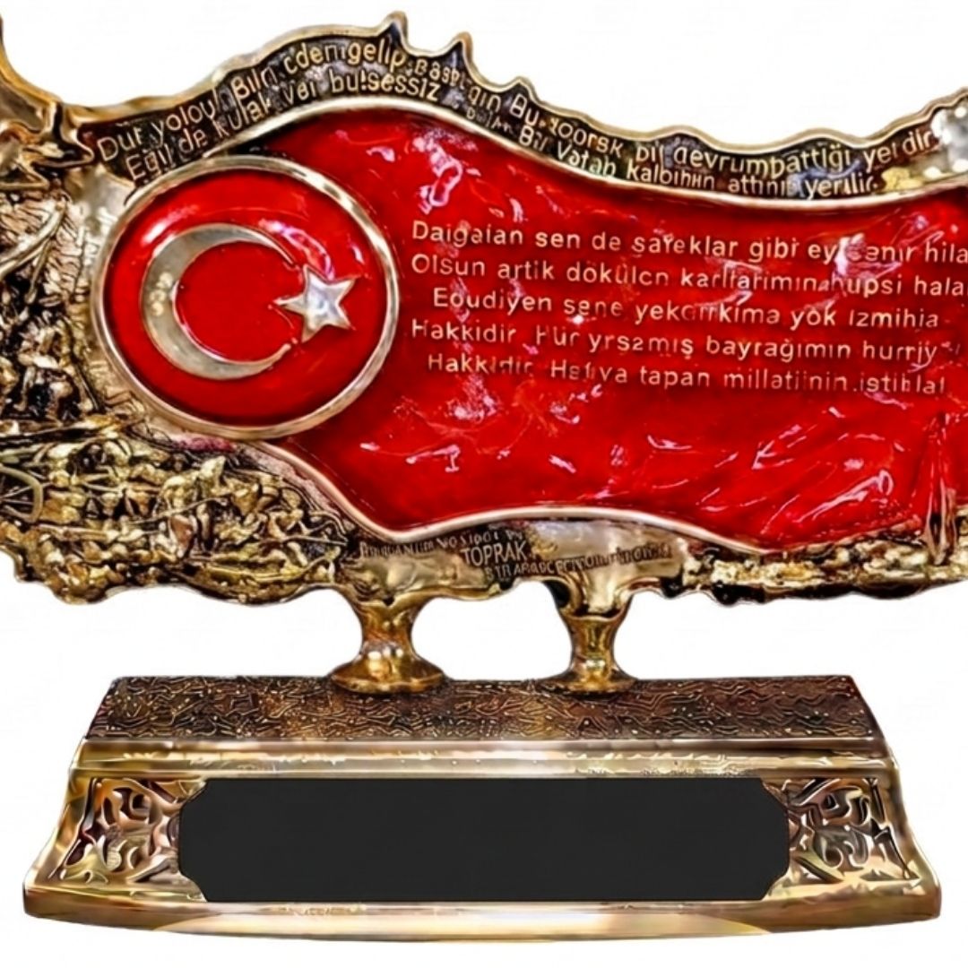 İsimli Kabartmalı Türkiye Haritası – Kurtuluş Savaşı Temalı, İstiklal Marşı Detaylı | 18 x 30  cm, taş, harita, 18 x 30  cm – yakın plan detay – Nakkaş Payidar