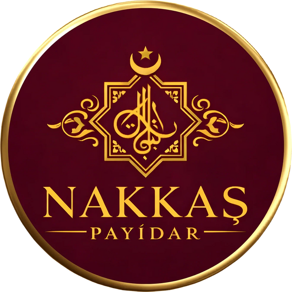 Bordo zemin üzerinde altın rengi Osmanlı motifli, Nakkaş Payidar yazılı logo.