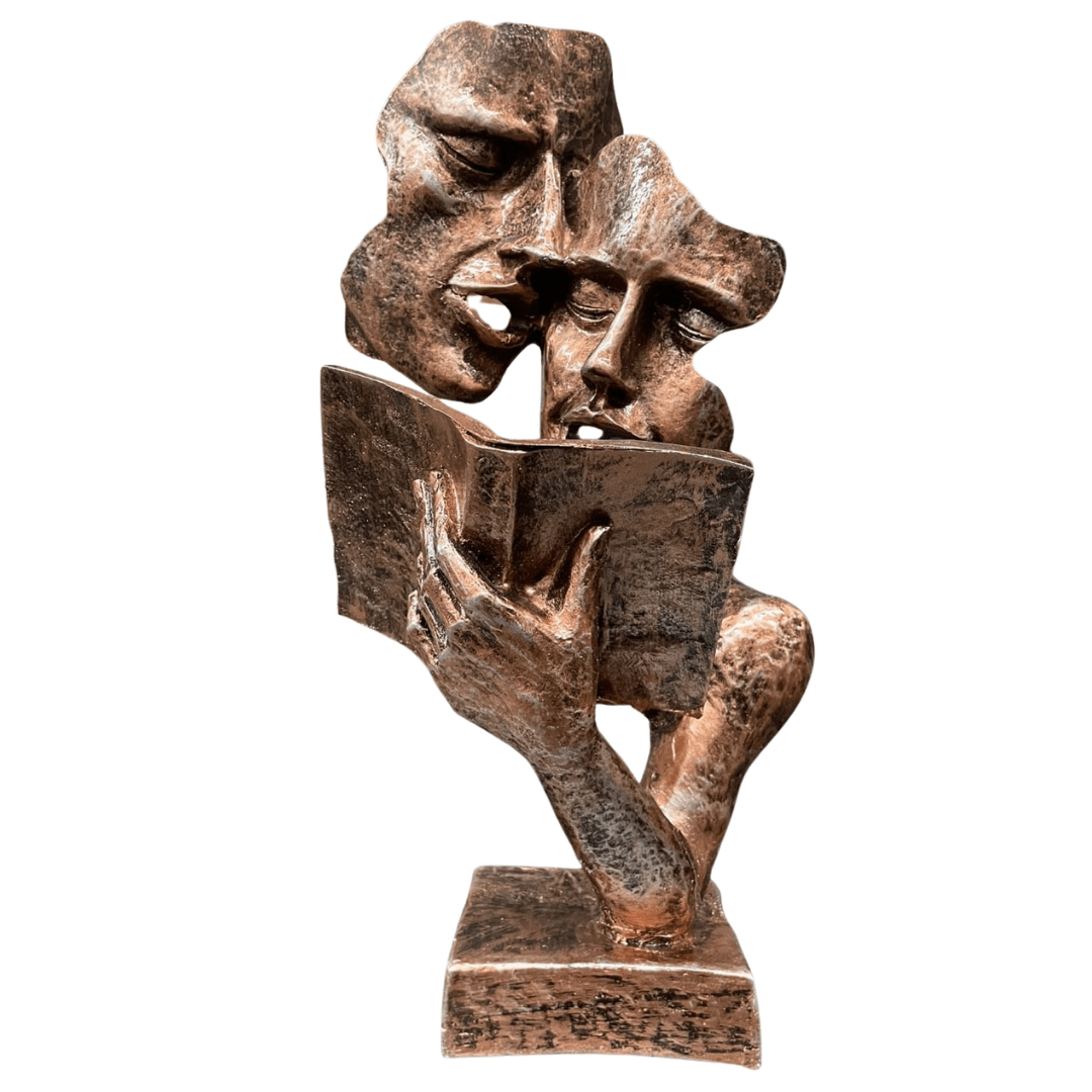 Aynı Sayfayı Okuyan İki Yüz Figürlü Biblo – Dekoratif Sanatsal Eser | 32 x 16 cm, biblo, at figürü, figür, dekoratif, 32 x 16 cm – farklı renk/versiyon – Nakkaş Payidar
