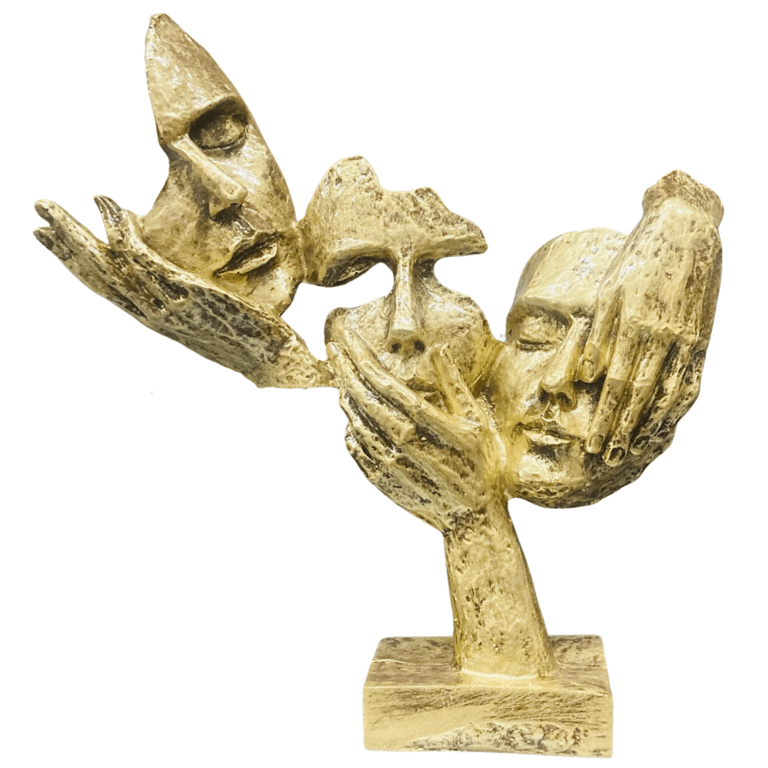 Üçlü Yüz Figürlü Biblo – Farklı Düşünce & Algı Tasarımı | 30 cm, taş, biblo, figür, 30 cm – ön görünüm – Nakkaş Payidar
